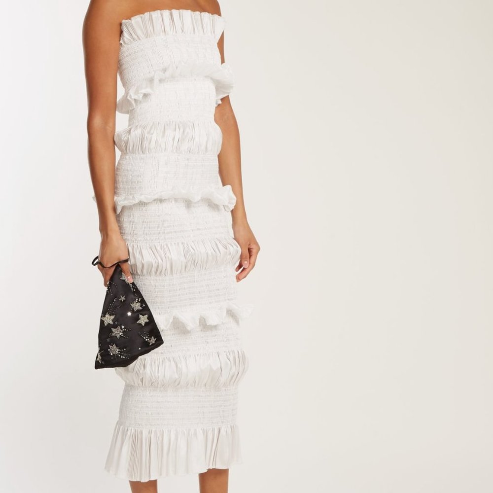 Coralie contrast-panel organza dress